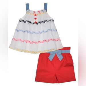 Embroidered Swing Top and Cuffed Poplin Shorts